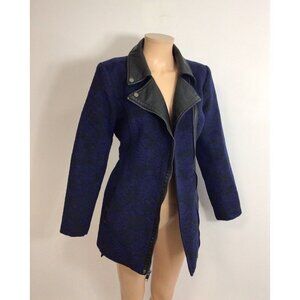 Motto Wool Coat Jacket Leather Trim Womens Small